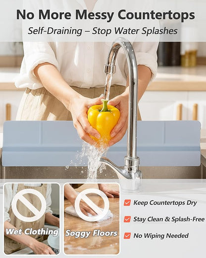 Kitchen Sink Splash Guard 23" Self-Draining Silicone Water Guard