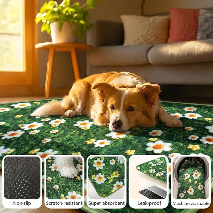 Washable Pee Pads for Dogs, Reusable Puppy Potty Training Pads, Ultra-Absorbent Thick Waterproof Leak-Proof Non-Slip Pads & Mat for Crate, Playpen, Floor, Whelping & Housebreaking , 2 Pack 24"x48"