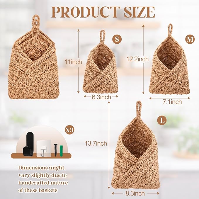 Honeydak Boho Decor Hanging Wall Baskets