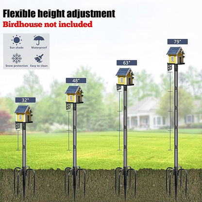 Gtongoko Smart Bird Feeder Pole 1-Inch Dia 2 Pack 79 Inch Bluebird House Pole for Outdoors Weather Station Heavy Duty Metal Mounting Kit Adjustable Bird Feeder Stand Black