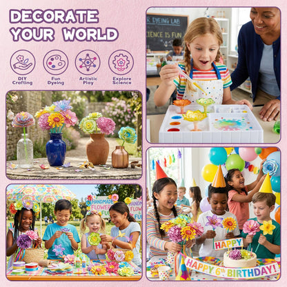 SOCBTNSO Paper Flower Crafts Kit for Kids, Bloomjoy Magic Petal Arts and Crafts Color Science, DIY Bouquet Maker, Flower Making Kit for Girls Age 6 7 8 9 10 11 12, Gifts for Mother Grandma Daughter