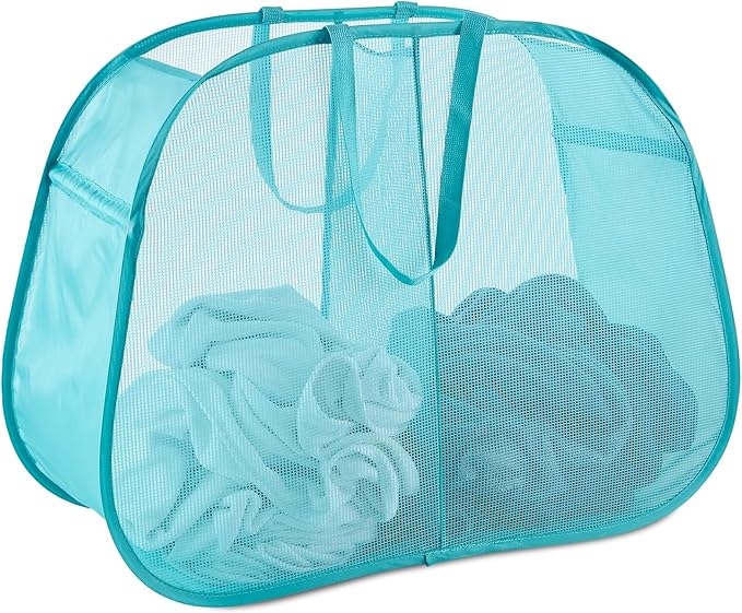 Seiritex Mesh Popup Laundry Hamper 2 Compartment, Collapsible Laundry Sorter