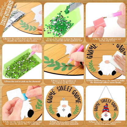 CroBlissful 41 Pcs Interchangeable Iron Gnome Decor DIY Diamond Painting Craft Kit with Magnetic Hats Hands for Seasonal Holiday Decor