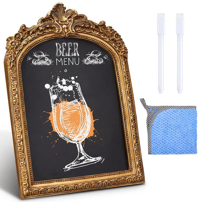 Jaloro 1 Pack Framed Tabletop Chalkboard Sign, Rustic Frame, Hanging Chalkboard, Menu Board for Cafes Restaurant Wedding Countertop with 2 Erasable Pen and 1 Cloth (7 x 10 in,Arch)
