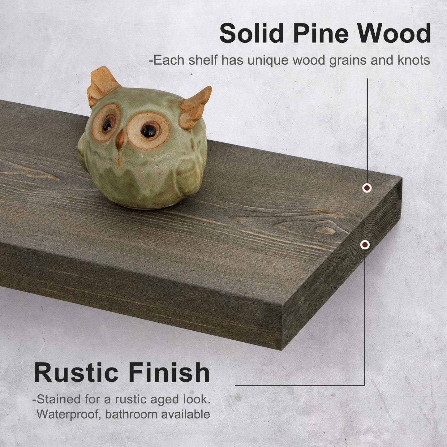 Axeman Floating Shelves for Wall 48 Inch, 48W x 8D Rustic Grey Wood Floating Shelves Set of 1, Floating Wooden Wall Shelves for Living Room Bedroom Laundry Room Garage Farmhouse - Grey Wash