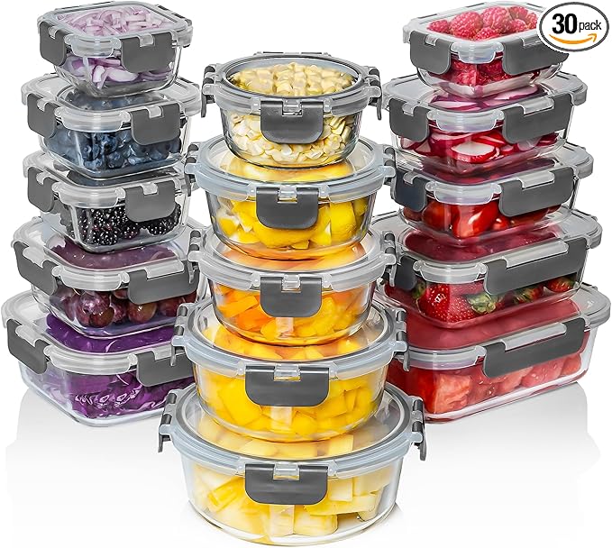 Razab 30 PC Glass Food Storage Containers