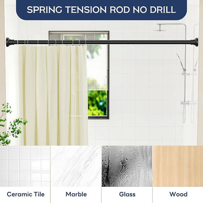 STARLATTA Adjustable Shower Curtain Rod 31-80 Inch, Never Rust Stainless Steel Black Tension Rod, 1" Heavy Duty No-Drill for Bathroom, Kitchen & Closet