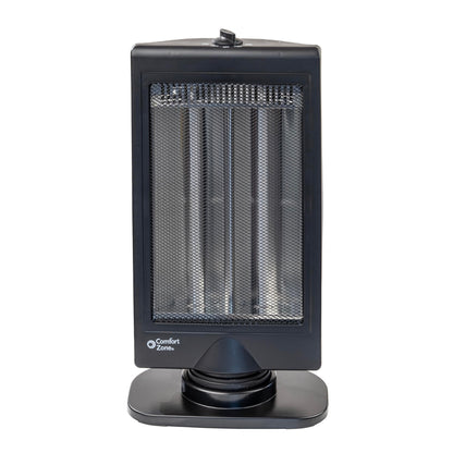 Comfort Zone Oscillating Portable Space Heater, Flat Panel, Halogen, Infrared, Electric, Adjustable Tilt, Overheat Sensor, Stay-Cool, & Tip-Over Switch, Ideal for Home, Bedroom, & Office, 800W, CZHTV9
