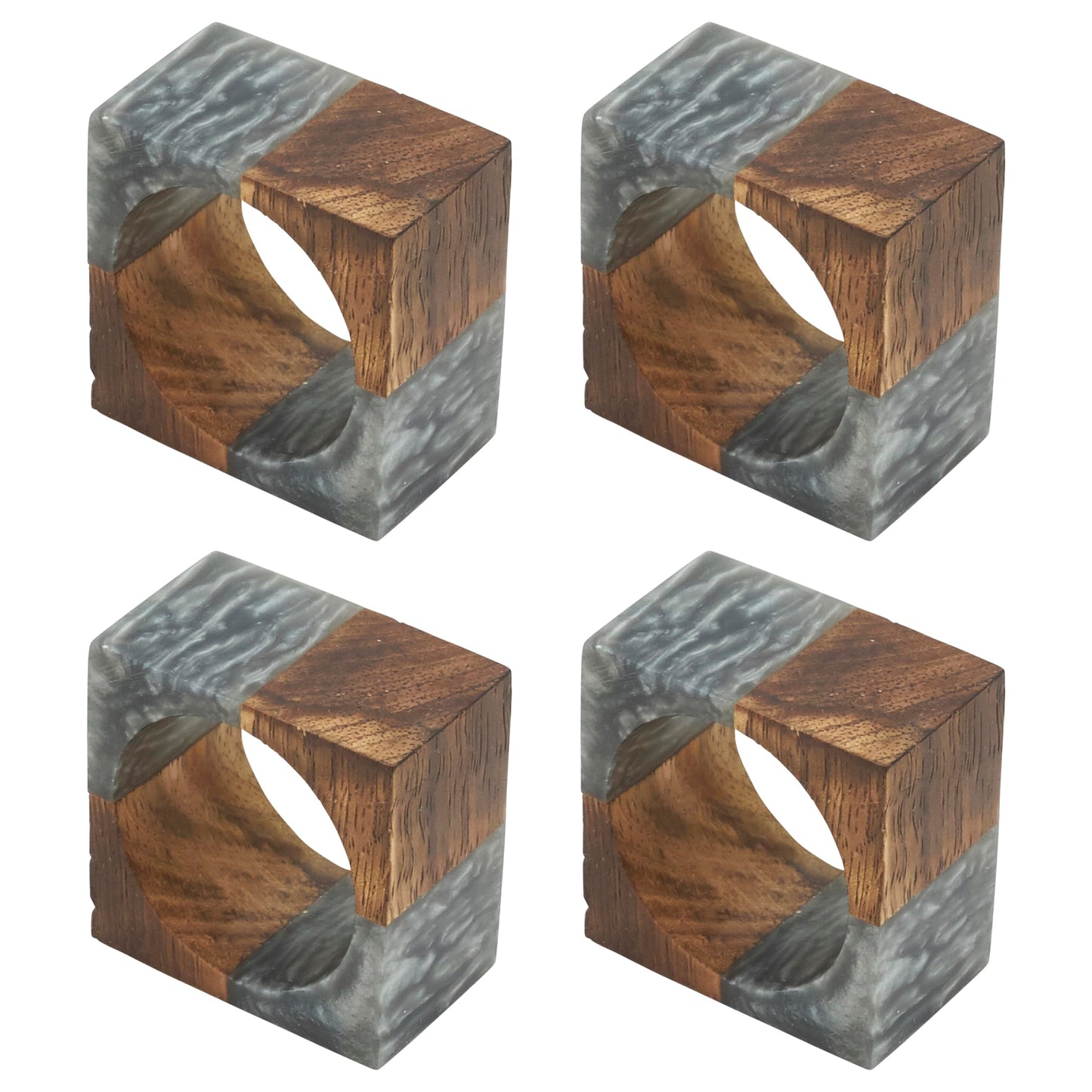 Saro Lifestyle Wooden Fusion Resin Napkin Ring (Set of 4), Grey