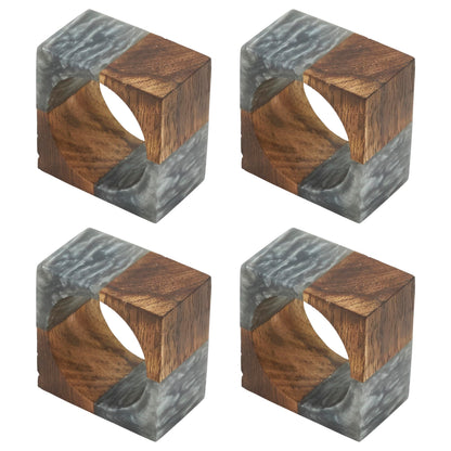 Saro Lifestyle Wooden Fusion Resin Napkin Ring (Set of 4), Grey