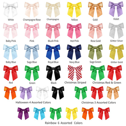 Rainbow Pana 120 Pack Twist Tie Bows for Treat Bags 3" Violet Satin Ribbon Bows for Package Craft Gift Wrapping Decoration