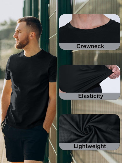 CuterzClub Dry Fit Tshirts Shirts for Men 3 Pack Workout Gym Summer Quick Work Athletic Tee Running Moisture Wicking Fitted Short Sleeve Hiking Performance Elastic Lightweight (Multipack 5, XL)
