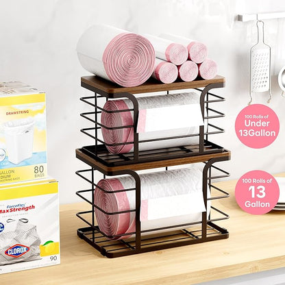 2 Pack Storage Stackable Kitchen Laundry Pantry Organizers, Wall Mount Trash