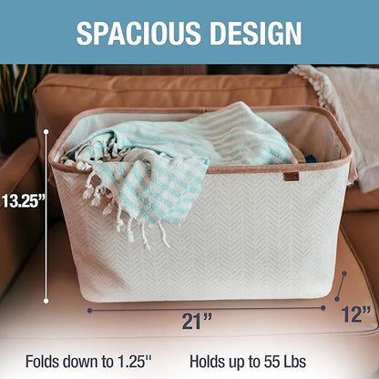 CleverMade Collapsible Laundry Basket LUXE 2 Pack – 60 L Foldable Cotton Blend