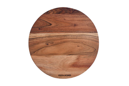 Vesta Homes Wooden Round Chopping Board/Cutting Board/Serving Board, Plate for Pizza, Vegetables, Fruits and Cheese Acacia Wood 11.5 x 11.5 Inches Handcrafted Natural
