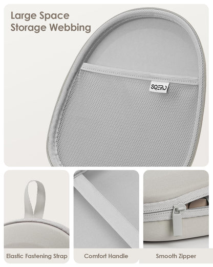 Headphone Case Hard Shell Super-Slim for Sony/JBL/Bose/Soundcore Anker/BERIBES KVIDIO TOZO JLab Over-Ear Headphones Universal Portable Travel Organizer Bag (Beige)