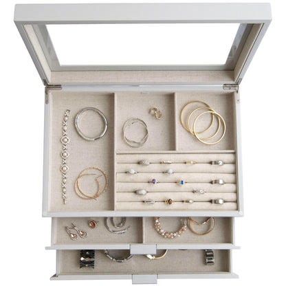 Mele and Co Misty Wooden Jewelry Box with Glass Lid