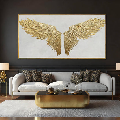 Large Framed Wall Art Gold Abstract Wall Decor Textured Art Painting Modern Artwork for Living Room Bedroom Home Decorations 29"x 58" White Art