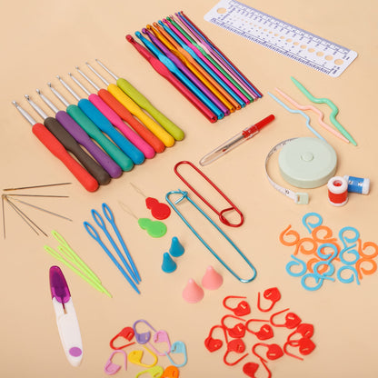 SHAXANO Crochet Hooks Kit with Case, 86-Piece, Ergonomic Crochet Needles Weave Yarn Kits DIY Hand Knitting Art Tools for Beginners and Experienced Crochet Lovers