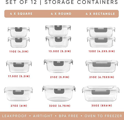 JoyJolt 24pc Borosilicate Glass Storage Containers