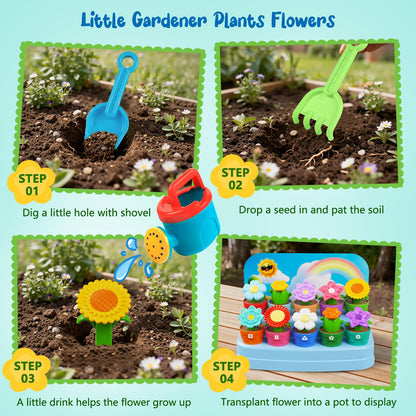 Montessori Flower Garden Building Toy for Toddlers, Kids Gardening Set