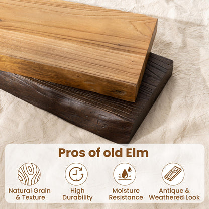 24 Inch Live Edge Floating Shelves for Wall 2 Pack Shelves for Bedroom, Bathroom, Kitchen, Wall Mounted Rustic Solid Elm Wood Floating Shelf with Invisible Bracket for Books, Decor, Storage, Natural