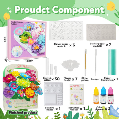 Paper Flower Science Kit, Kids DIY Arts and Crafts Color Changing Flowers Set, Flower-Dyeing Science for Kids Age 8-12, Magic Flowers Paper for Girls 6 7 8 9 10 11 yr Birthday Valentines Day Gifts