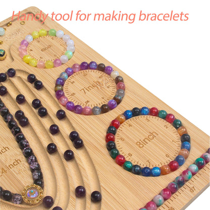 Bead Board for Jewelry Making, Bamboo Beading Tray Design Mat for Necklaces, Bracelets, and Crafts. Portable Bracelet Sizer Jewelry Making Supplies