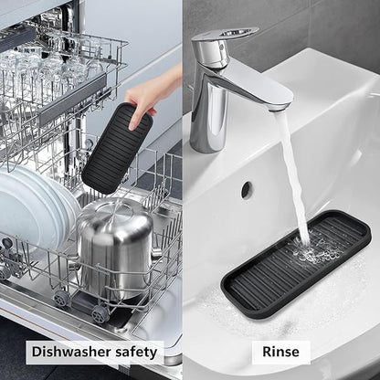 Silicone Sponge Holder Kitchen Sink Organizer Tray Dish Caddy Soap Dispenser