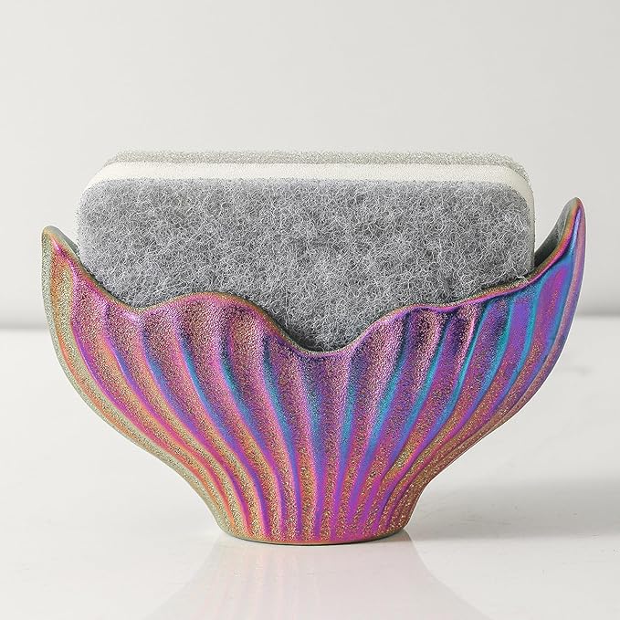 Sponge Holder for Kitchen Sink, Ceramic Dish Sponge Holder