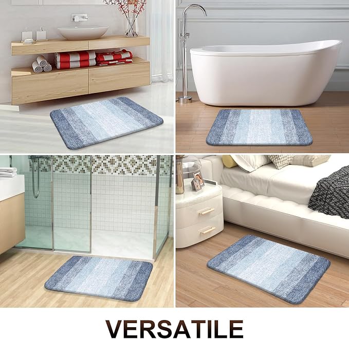 OLANLY Large Bathroom Rugs Mat 59x35, Extra Soft Absorbent Microfiber Bath Rugs, Rubber Backing, Quick Dry, Machine Washable Bath Mats for Bathroom Floor, Tub and Shower, Home Decor Accessories, Blue