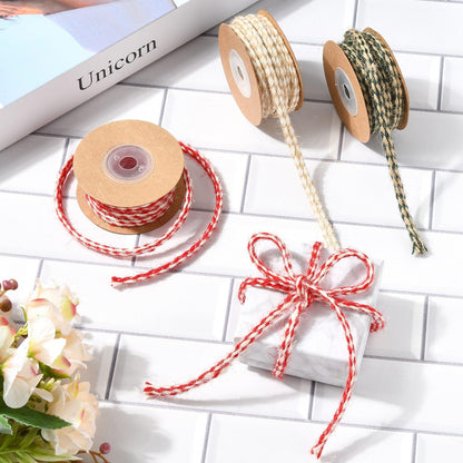 Gythara 5 Yards/4.57M Braided Jute Twine, Boho Christmas String Rope, for Wedding Party DIY Handmade Craft Bouquets Present Wrapping, 3 Rolls 3 Colors