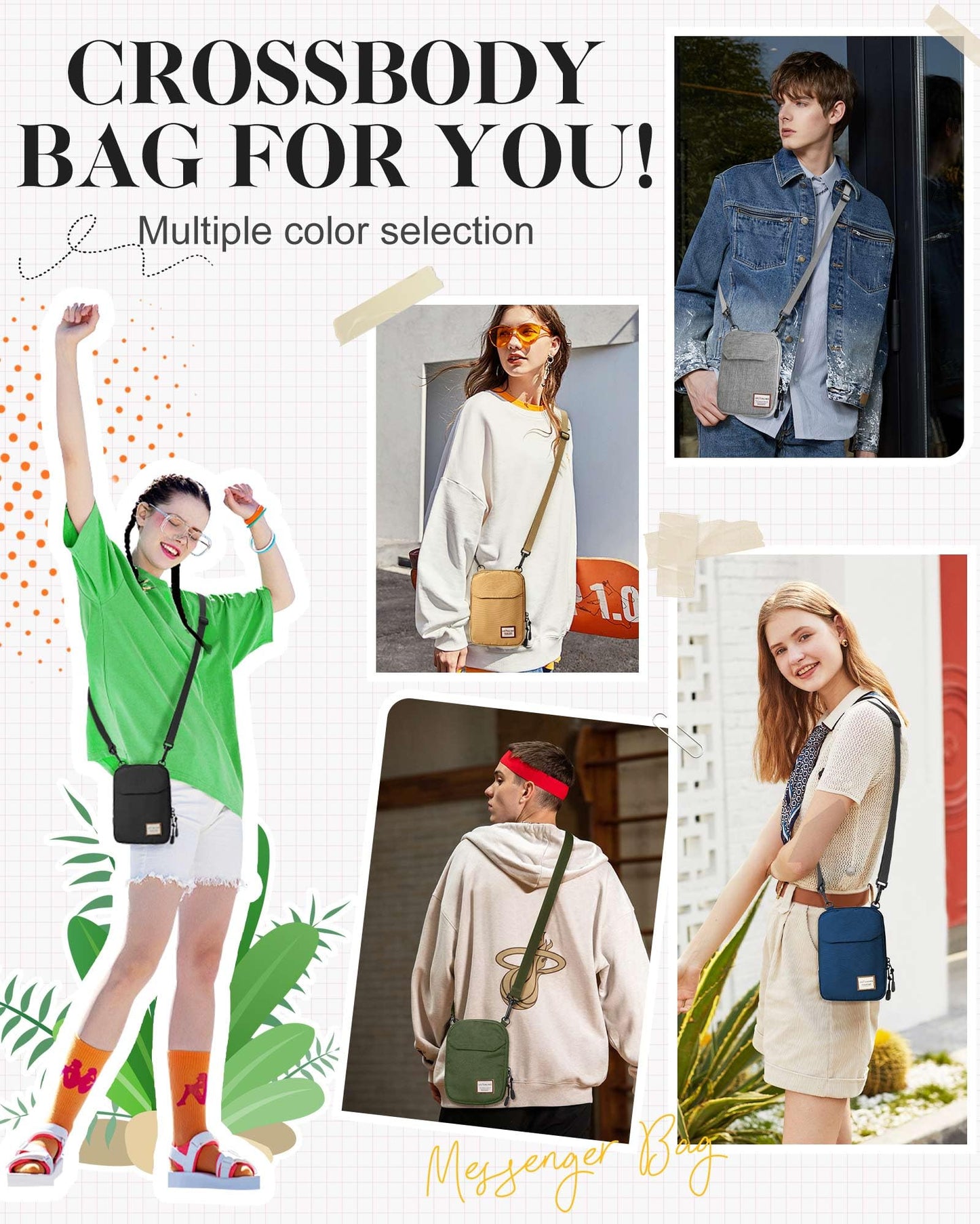 Mini Crossbody Bags Small Shoulder Satchel Bag Neck Pouch Bag for Men and Women