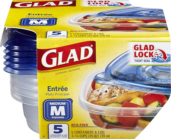 Glad Entrée Food Storage Containers, Medium Square
