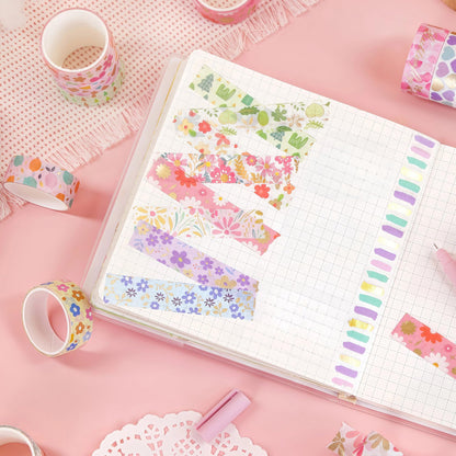 Sifaolp 60 Rolls Washi Tape Set, 15 mm Gold Foil Cute Pattern Floral Decorative for Journaling Supplies
