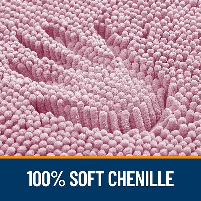 OLANLY Large Bathroom Rugs 50x30, Extra Soft Absorbent Chenille Bath Rugs, Rubber Backing Quick Dry, Machine Washable Bath Mats for Bathroom Floor, Tub and Shower, Home Decor Accessories, Dusty Rose