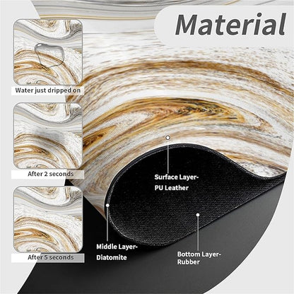 Kitchen Sink Splash Guard，White-grey gold marble Faucet Mat Sink Gadgets-Super