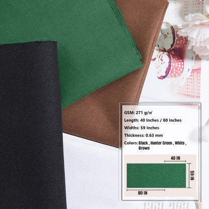 Canvas Fabric, 60" Wide Medium Weight 8 oz Duck Fabric for Quilting, Sewing, Crafts, Painting, Drop Cloths (Hunter Green)