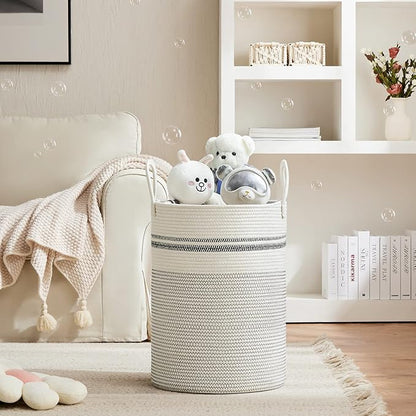 VIPOSCO Large Laundry Hamper, Tall Woven Rope Storage Basket