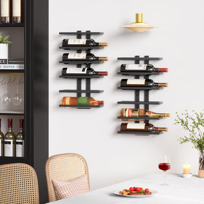 Hoctieon 3-Set 6 Tier Wall Mount Wine Rack (18 Tiers), Wall Racks for Wine Bottles Display and Storage, Hanging Bottle Organizer for Living Room, Dining Room, Wine Cellar, Bar, Black