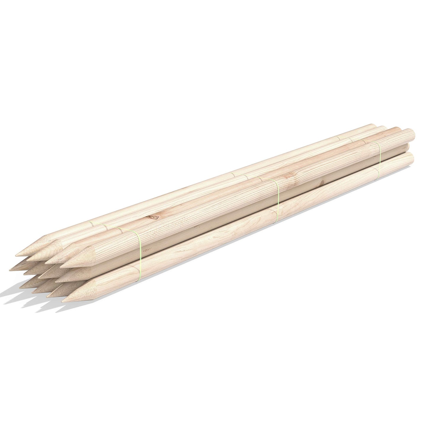 Greenes Fence 6 ft. Round Tree Stakes, Untreated Wooden Lodge Pole Stakes for Trees, Plants & Garden Support, Pointed End (12-Pack)