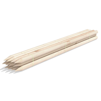 Greenes Fence 6 ft. Round Tree Stakes, Untreated Wooden Lodge Pole Stakes for Trees, Plants & Garden Support, Pointed End (12-Pack)