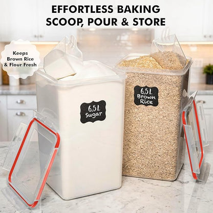 WHITE FEATHER SUPPLIES 2 PC Large Flour Sugar Storage Containers