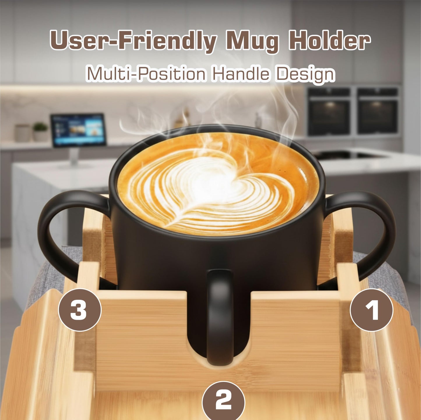 Wooden Sofa Arm Tray for Couch, Cup Holder & Armrest Organizer – Non-Slip Couch Arm Tray, Couch Cup Holder for Drinks, Snacks & Remotes – Flexible Couch Tray for Drink, Armrest for Living Room