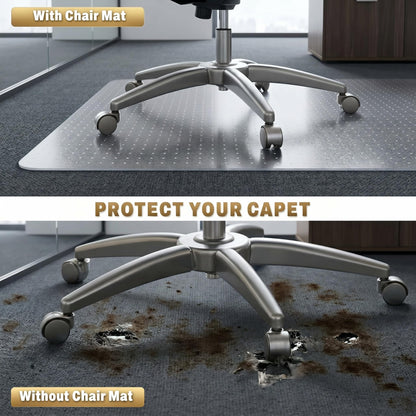 BesWin Office Chair Mat for Carpet, 32" x 48" Heavy Duty Hard Computer Desk Chair Mat for Carpeted Floors, Anti-Slip Carpet Floor Protector Mat for Office Chair, Smooth Glide, Ship Flat
