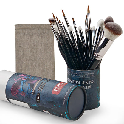 KOVIEDE Miniature Paint Brushes Dry Brush, 20PCS Fine Detail Paint Brush Set for Blending, Dusting, Acrylic Oil Watercolor Painting, Model Painting, Crafts, Paint by Numbers