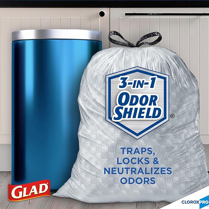 CloroxPro Glad ForceFlex 13 Gallon Tall Kitchen Drawstring Trash Bags, 100 Ct