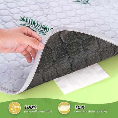 WanpeeGoo Washable Pee Pads for Dogs, 4Pack Reusable Puppy Pads, Super Absorbent & Leakproof Dog Pads, Anti-Slip Dog Pee Pads for Puppy Training & Incontinence, Leaf Pattern 18"x24"