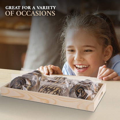 Hammont Wood Serving Tray Set with Handles - 5-Piece Nested Breakfast Trays for Food, Party Buffet, Organizing, and Montessori - Versatile Wooden Trays for Serving, Catering, and Bathroom Use