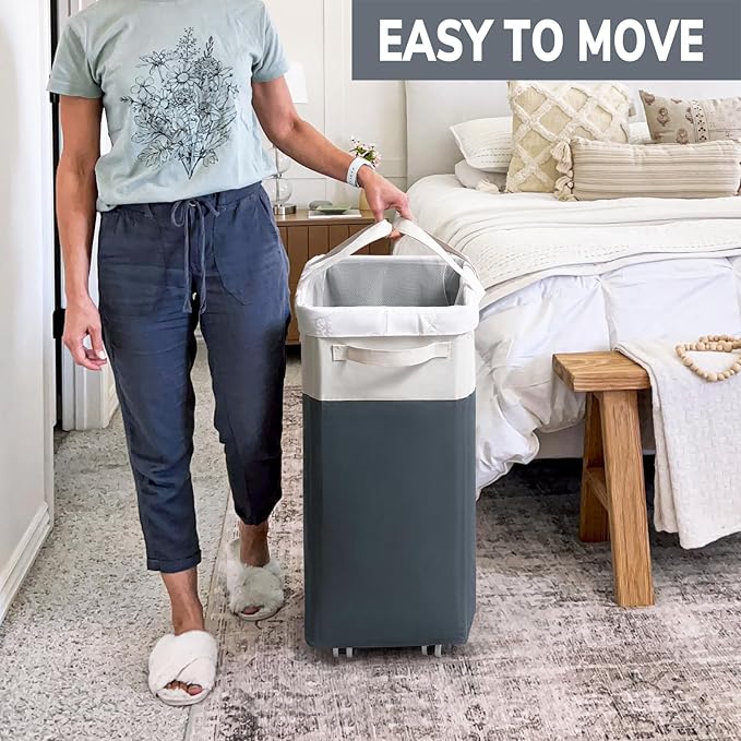 Goodpick Laundry Basket with Wheels, 75L Laundry Hamper